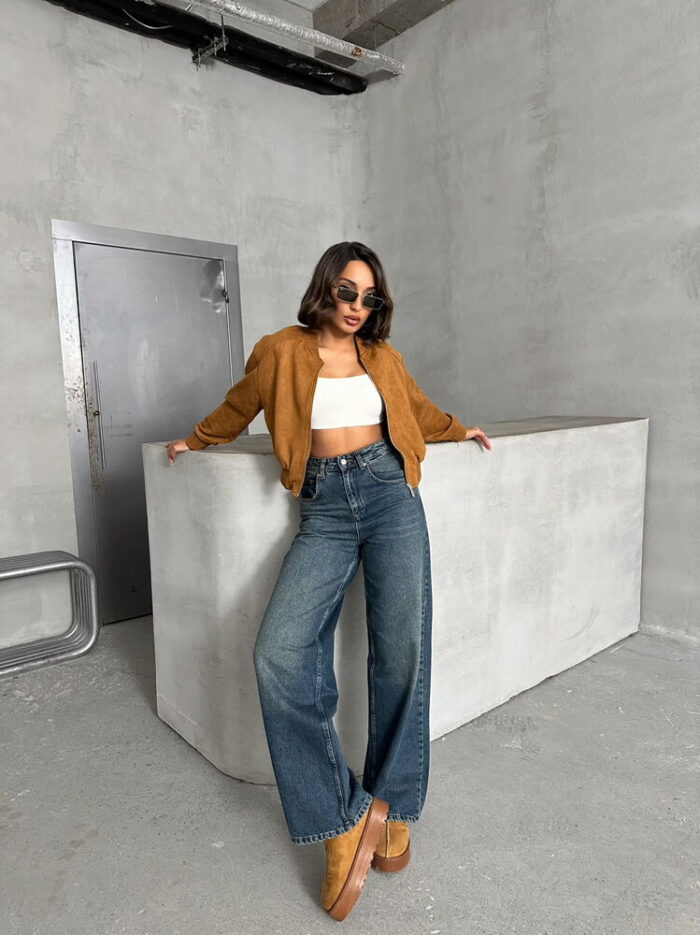 Suede Jacket - Tan - Producer: Topshow - Wholesale Women Clothes - TheBS Women