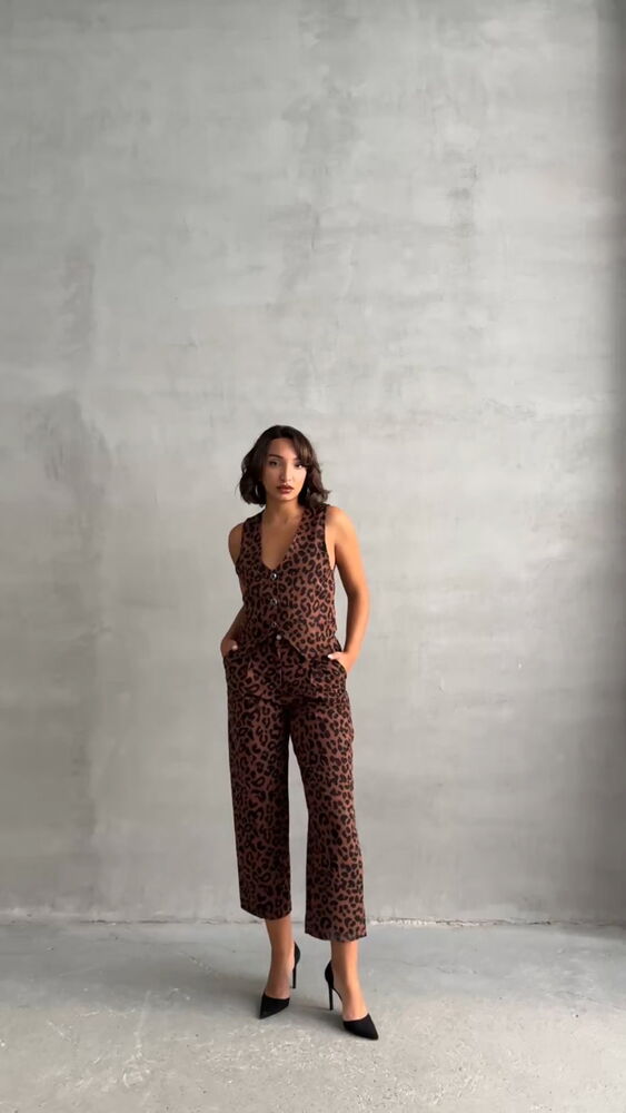 BrownLeopard Patterned Wholesale Vest - Producer: Topshow - Wholesale Women Clothes - TheBS Women