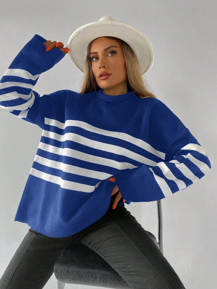Pique Striped Sweater - Producer: My Fashion - Wholesale Women Clothes - TheBS Women
