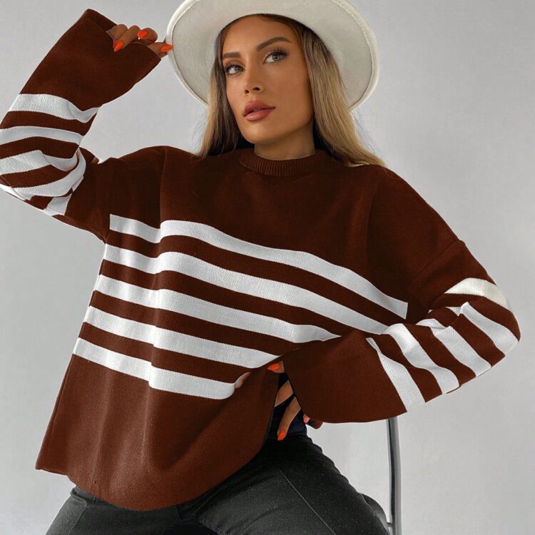 Striped Pique Sweater - Producer: My Fashion - Wholesale Women Clothes - TheBS Women