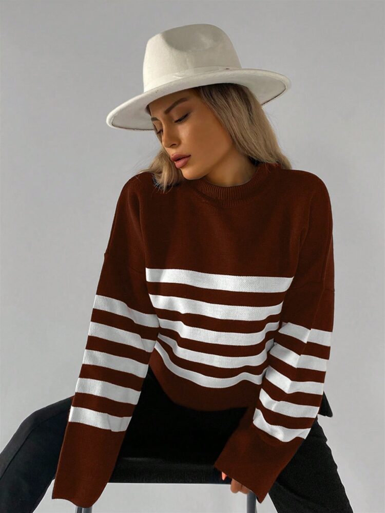 Striped Pique Sweater - Producer: My Fashion - Wholesale Women Clothes - TheBS Women