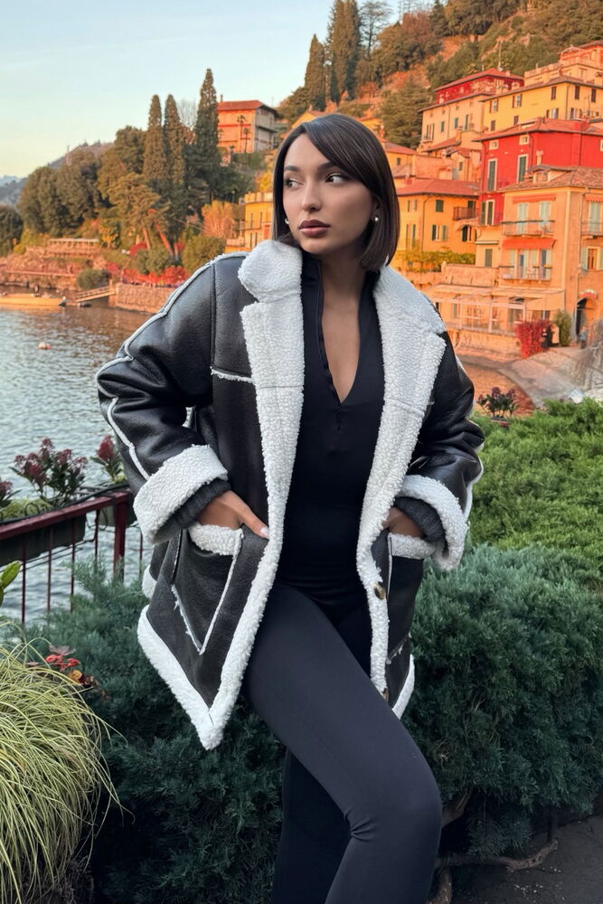 Cream Leather Fur Coat - Producer: Topshow - Wholesale Women Clothes - TheBS Women