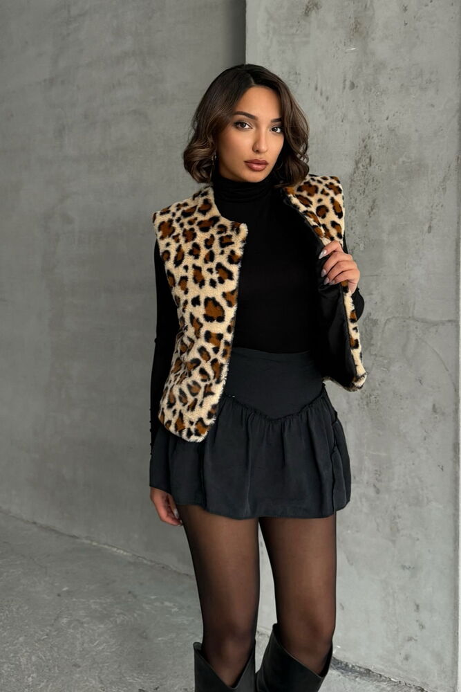 Leopard Leopard Patterned Plush Vest - Producer: Topshow - Wholesale Women Clothes - TheBS Women