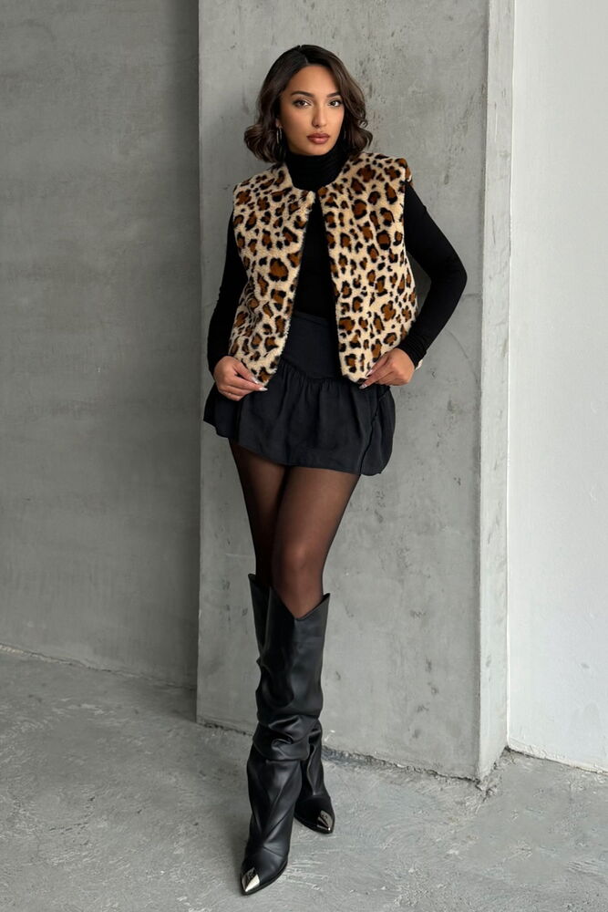 Leopard Leopard Patterned Plush Vest - Producer: Topshow - Wholesale Women Clothes - TheBS Women