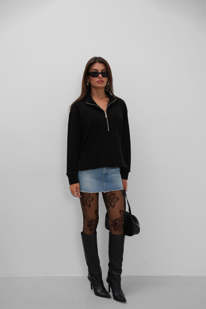Zipper And Stitch Detailed Sweatshirt - Producer: Black Fashion - Wholesale Women Clothes - TheBS Women