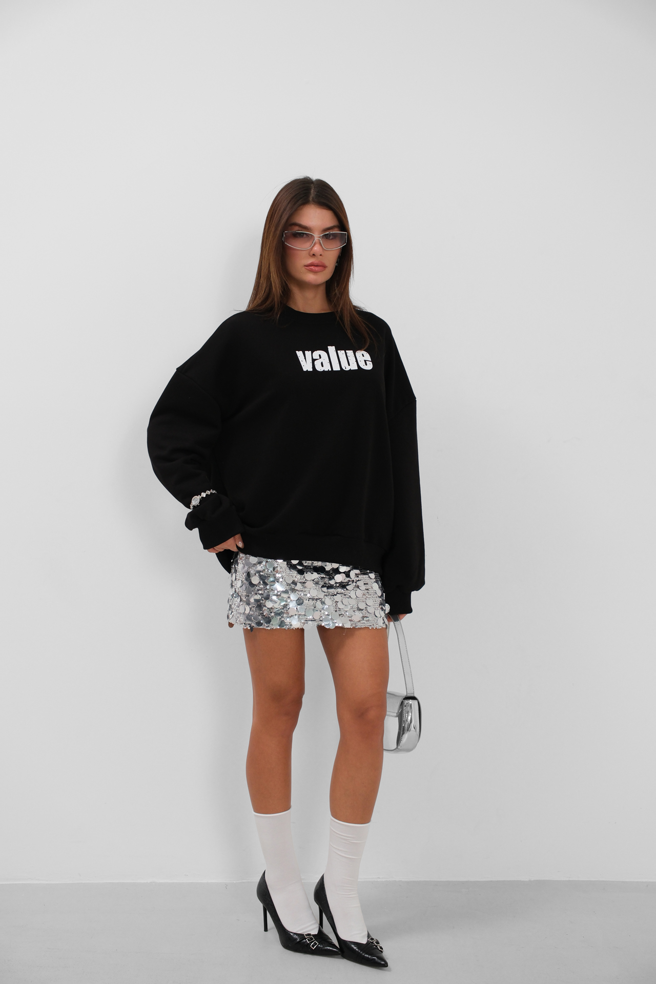 Printed Crew Neck Oversize Sweatshirt - Producer: Black Fashion - Wholesale Women Clothes - TheBS Women