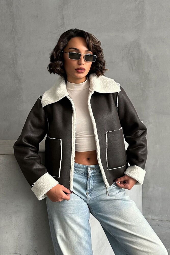 Cream F1856 Suede Plush Coat - Producer: Topshow - Wholesale Women Clothes - TheBS Women