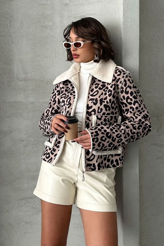 StoneLeopard Patterned Plush Coat - Producer: Topshow - Wholesale Women Clothes - TheBS Women