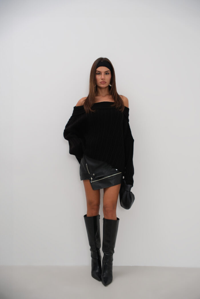 Boat Neck Ribbed Knit Sweater - Producer: Black Fashion - Wholesale Women Clothes - TheBS Women