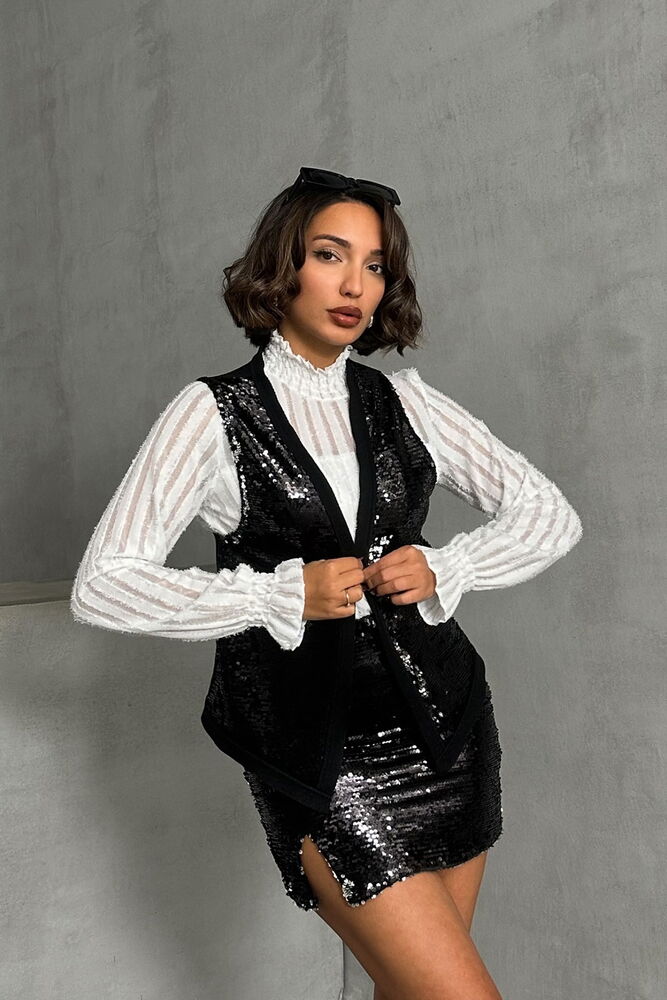 BlackSequined Wholesale Vest - Producer: Topshow - Wholesale Women Clothes - TheBS Women
