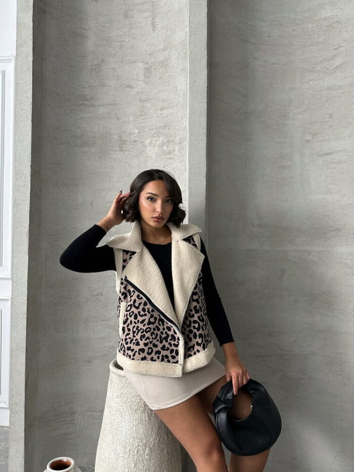 StoneLeopard Pattern Plush Wholesale Vest - Producer: Topshow - Wholesale Women Clothes - TheBS Women