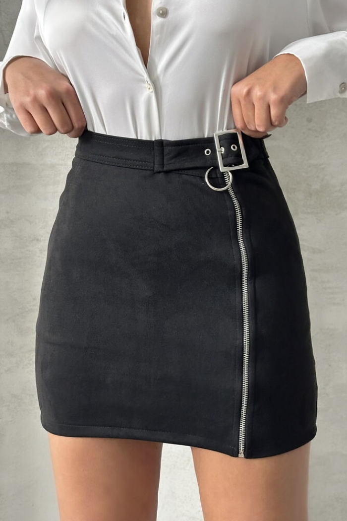 Suede Zippered Wholesale Skirt - Producer: Topshow - Wholesale Women Clothes - TheBS Women