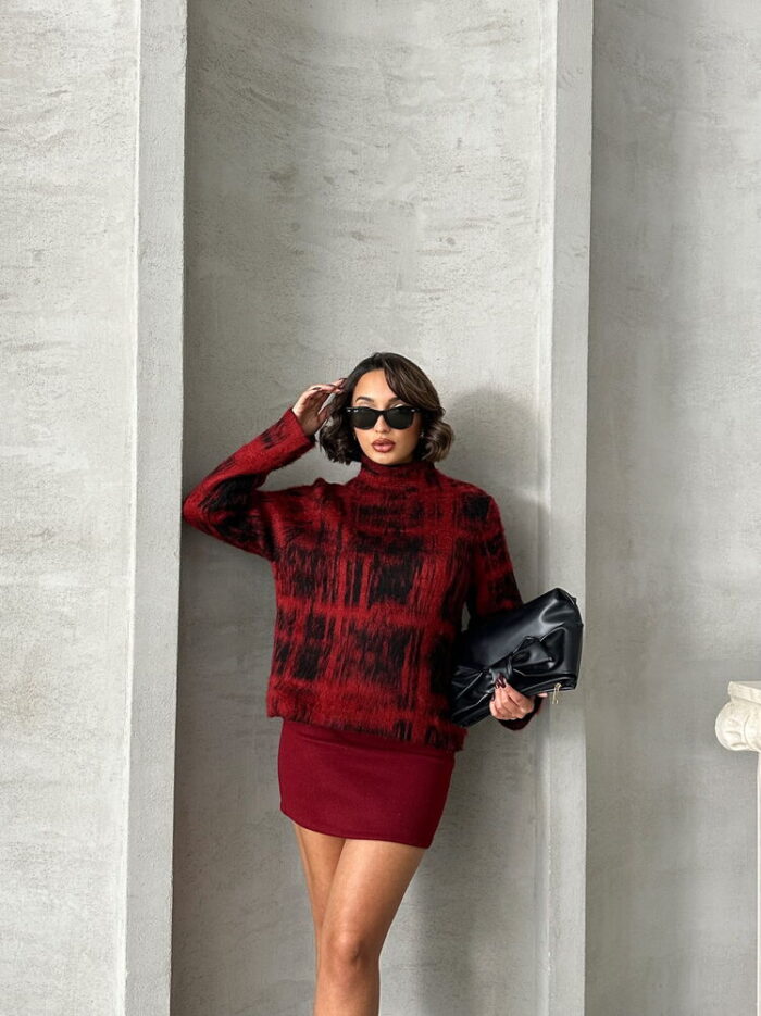Burgundy Above Knee Wholesale Skirt - Producer: Topshow - Wholesale Women Clothes - TheBS Women