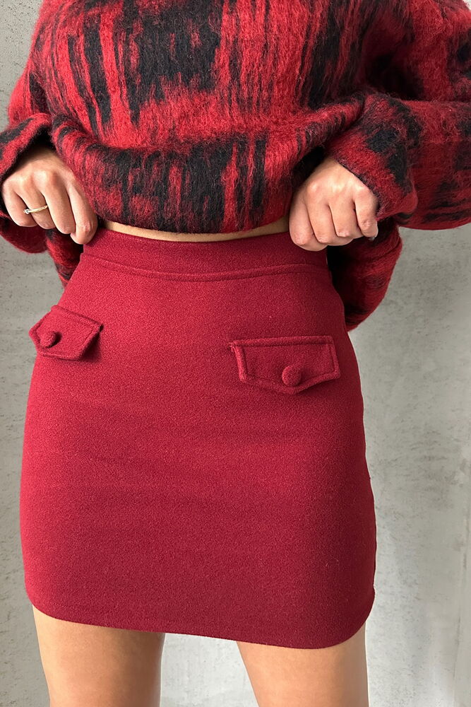 Burgundy Above Knee Wholesale Skirt - Producer: Topshow - Wholesale Women Clothes - TheBS Women