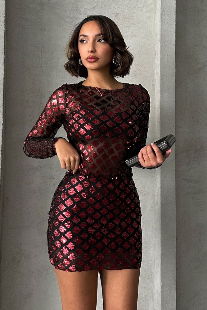 Burgundy Sequined Wholesale Blouse - Producer: Topshow - Wholesale Women Clothes - TheBS Women