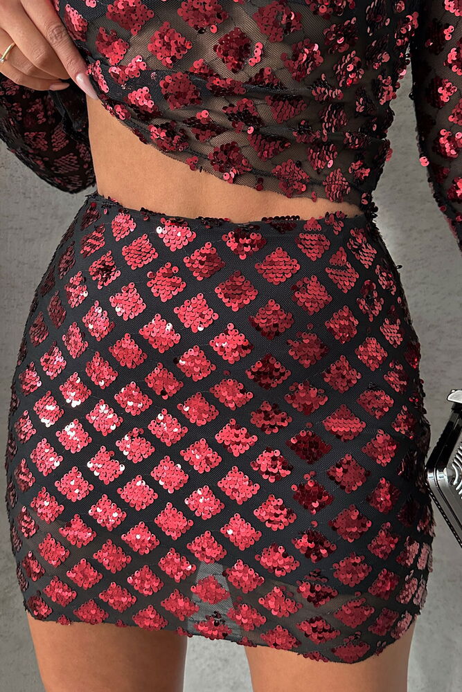 Burgundy Shiny Skirt - Producer: Topshow - Wholesale Women Clothes - TheBS Women
