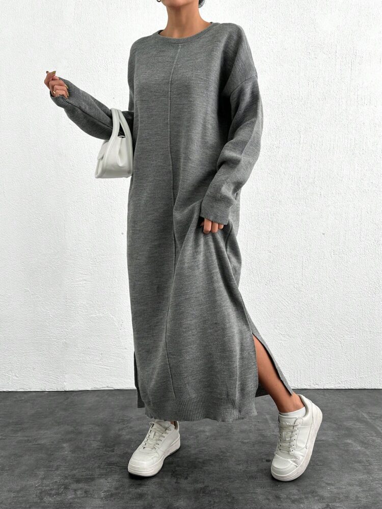 Myf10158 - Knitted Stitched Dress - Gray - Producer: My Fashion - Wholesale Women Clothes - TheBS Women