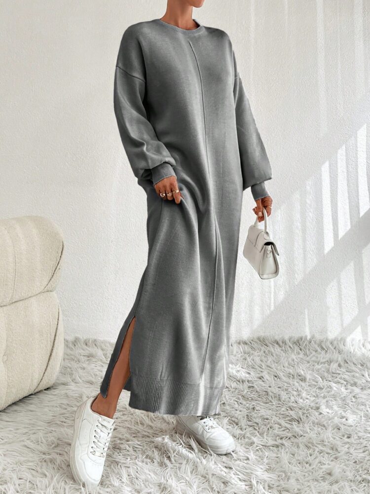 Myf10158 - Knitted Stitched Dress - Gray - Producer: My Fashion - Wholesale Women Clothes - TheBS Women