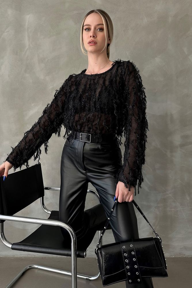 Black Polka Dot Powder Hair Braided Wholesale Blouse - Producer: Topshow - Wholesale Women Clothes - TheBS Women