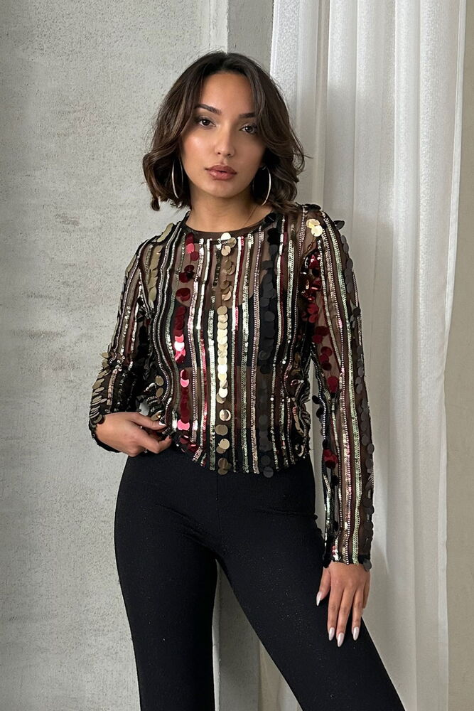Sequin Evening Blouse - Multicolored - Producer: Topshow - Wholesale Women Clothes - TheBS Women