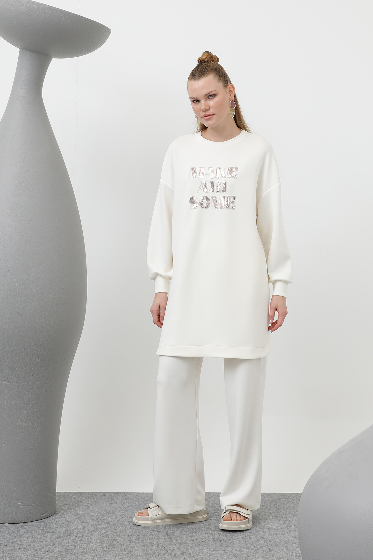 Front Stone And Sequin Embroidery Written And Trouser Suit – Brand: Puane – Women & Kids, Baby Clothes Wholesale – TheBS Women