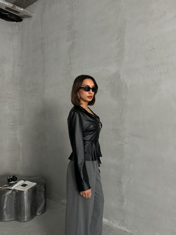 Slim Leather Jacket With Black Zipper - Producer: Topshow - Wholesale Women Clothes - TheBS Women