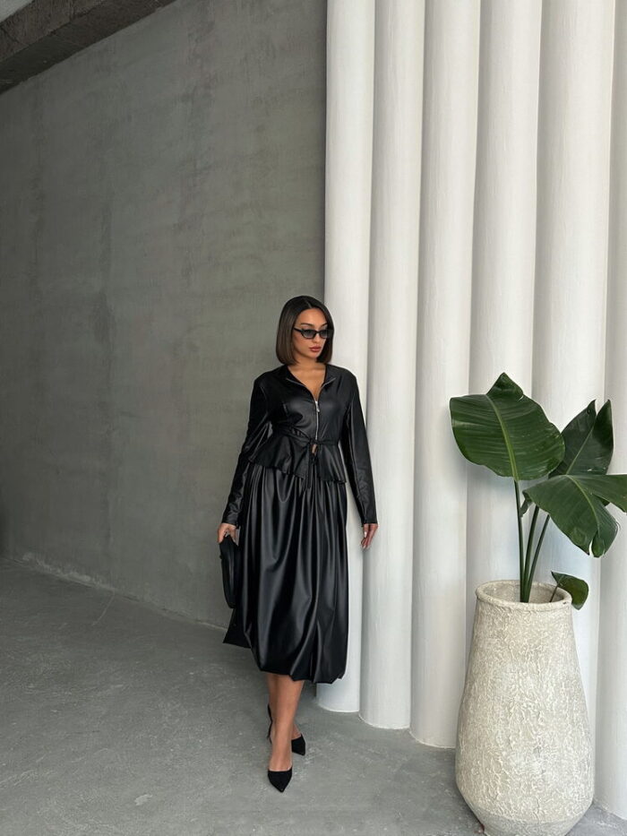 Black Leather Wide Skirt - Producer: Topshow - Wholesale Women Clothes - TheBS Women