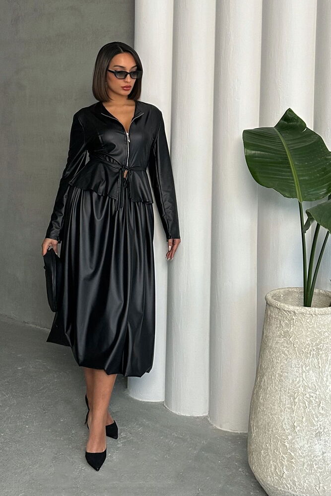 Black Leather Wide Skirt - Producer: Topshow - Wholesale Women Clothes - TheBS Women