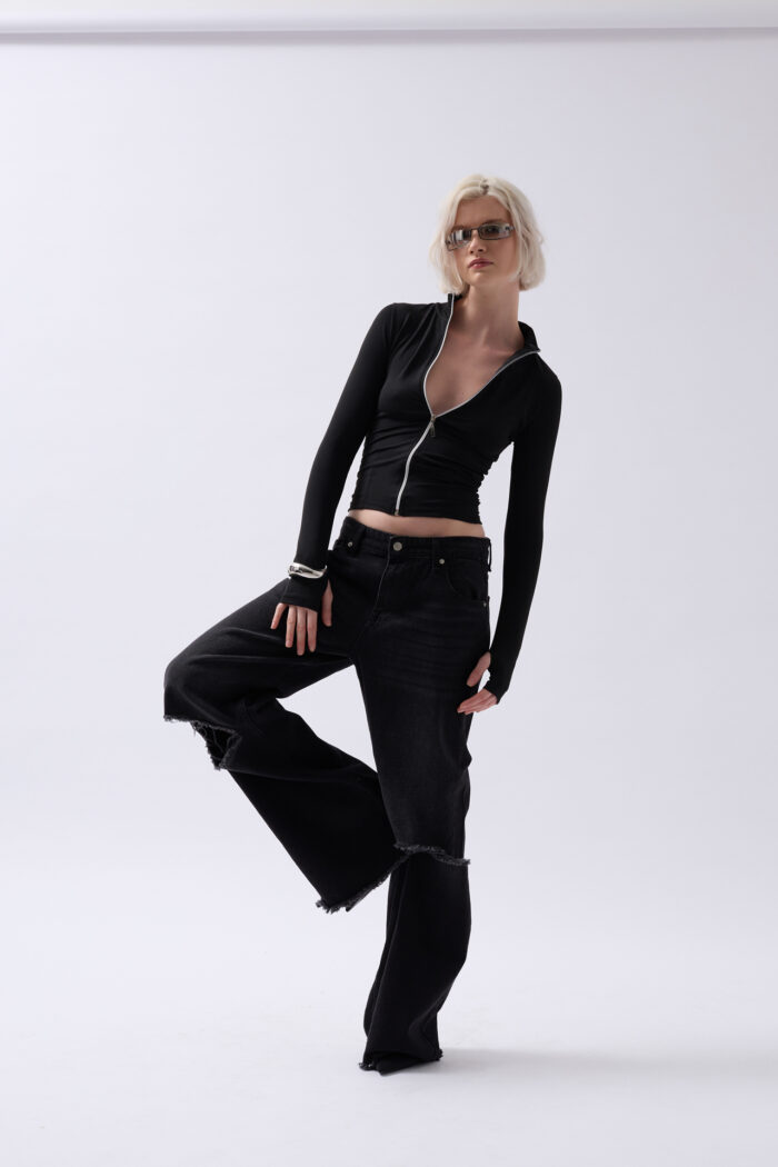 Zipper Detailed Blouse - Black - Producer: Black Fashion - Wholesale Women Clothes - TheBS Women
