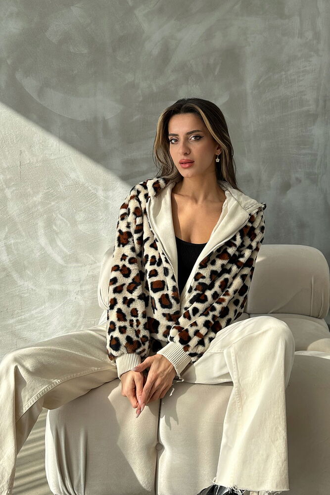 Leopard Look Plush Coat - Light - Producer: Topshow - Wholesale Women Clothes - TheBS Women