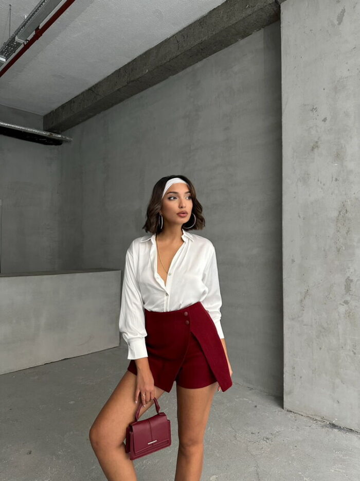 Burgundy Stone Detailed Skirt - Producer: Topshow - Wholesale Women Clothes - TheBS Women