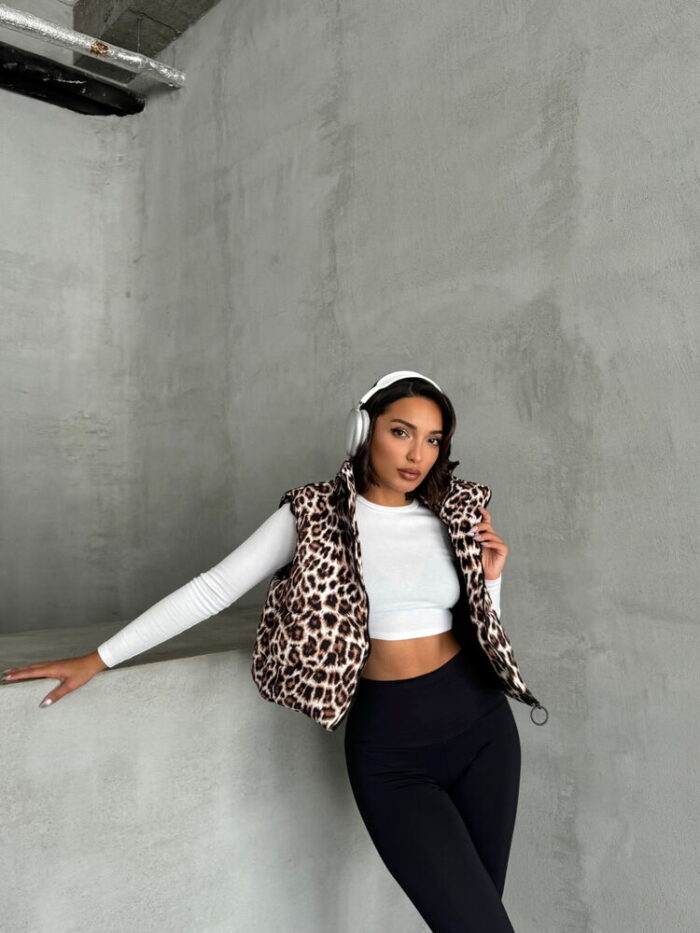 Leopard Patterned Vest - Stone - Producer: Topshow - Wholesale Women Clothes - TheBS Women
