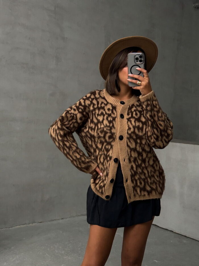 Leopard Knitted Cardigan - Brown - Producer: Topshow - Wholesale Women Clothes - TheBS Women