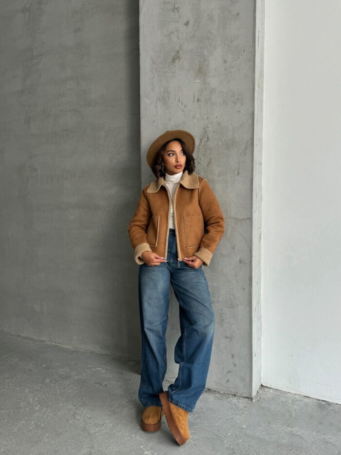 Suede Plush Coat - Tan - Producer: Topshow - Wholesale Women Clothes - TheBS Women