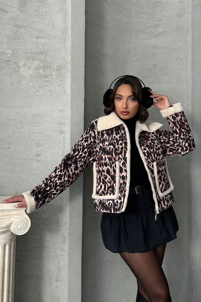 Leopard Patterned Plush Wholesale Coat - Producer: Topshow - Wholesale Women Clothes - TheBS Women