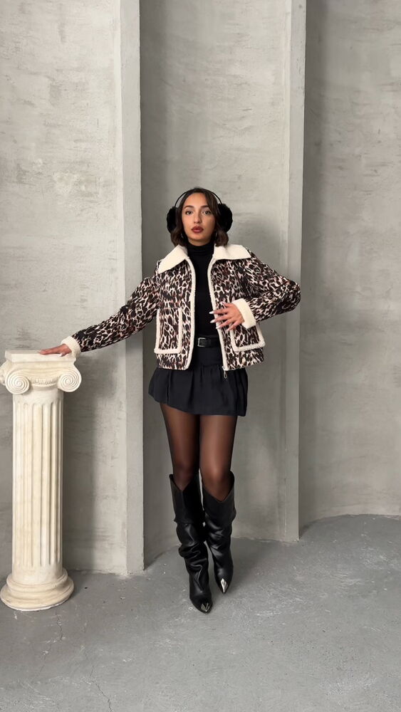 Leopard Patterned Plush Wholesale Coat - Producer: Topshow - Wholesale Women Clothes - TheBS Women