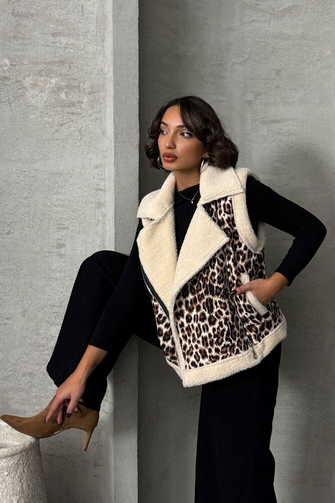Leopard Print Plush Vest - Producer: Topshow - Wholesale Women Clothes - TheBS Women
