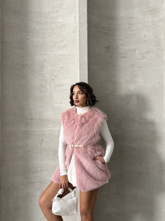 Furry Vest - Powder - Producer: Topshow - Wholesale Women Clothes - TheBS Women