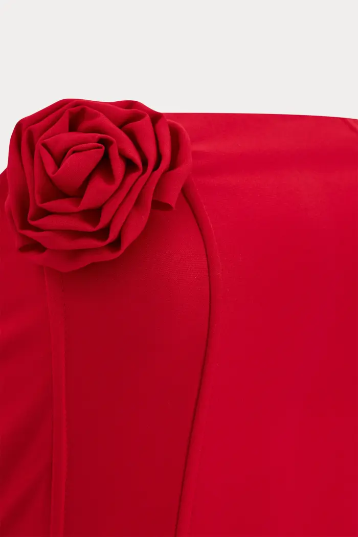 Rose Detail Strapless Crop Top - Producer: EYYO ATELIER - Wholesale Women Clothes - TheBS Women