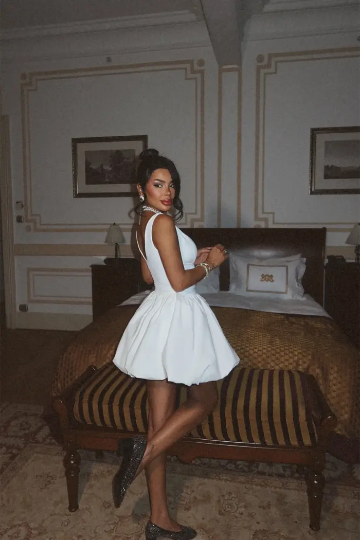 Basic Mini Dress - White - Producer: EYYO ATELIER - Wholesale Women Clothes - TheBS Women