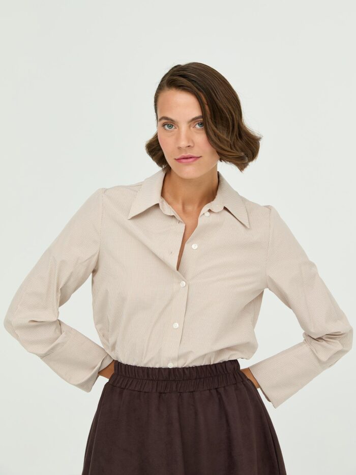 Stripe Pattern Poplin Shirt - Producer: Juste - Wholesale Women Clothes - TheBS Women