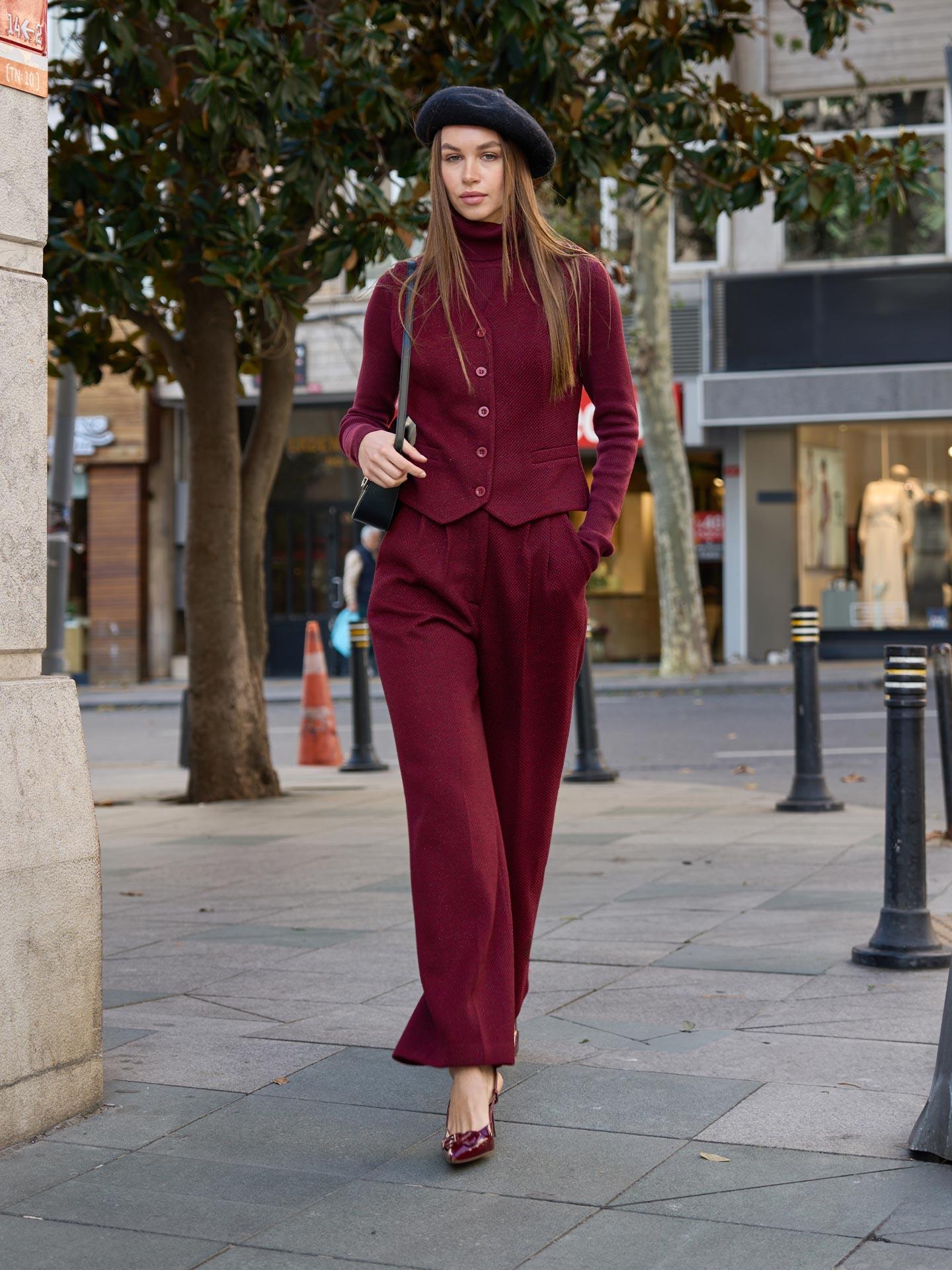 Knitted Palazzo Trouser Vest Set - Producer: Juste - Wholesale Women Clothes - TheBS Women