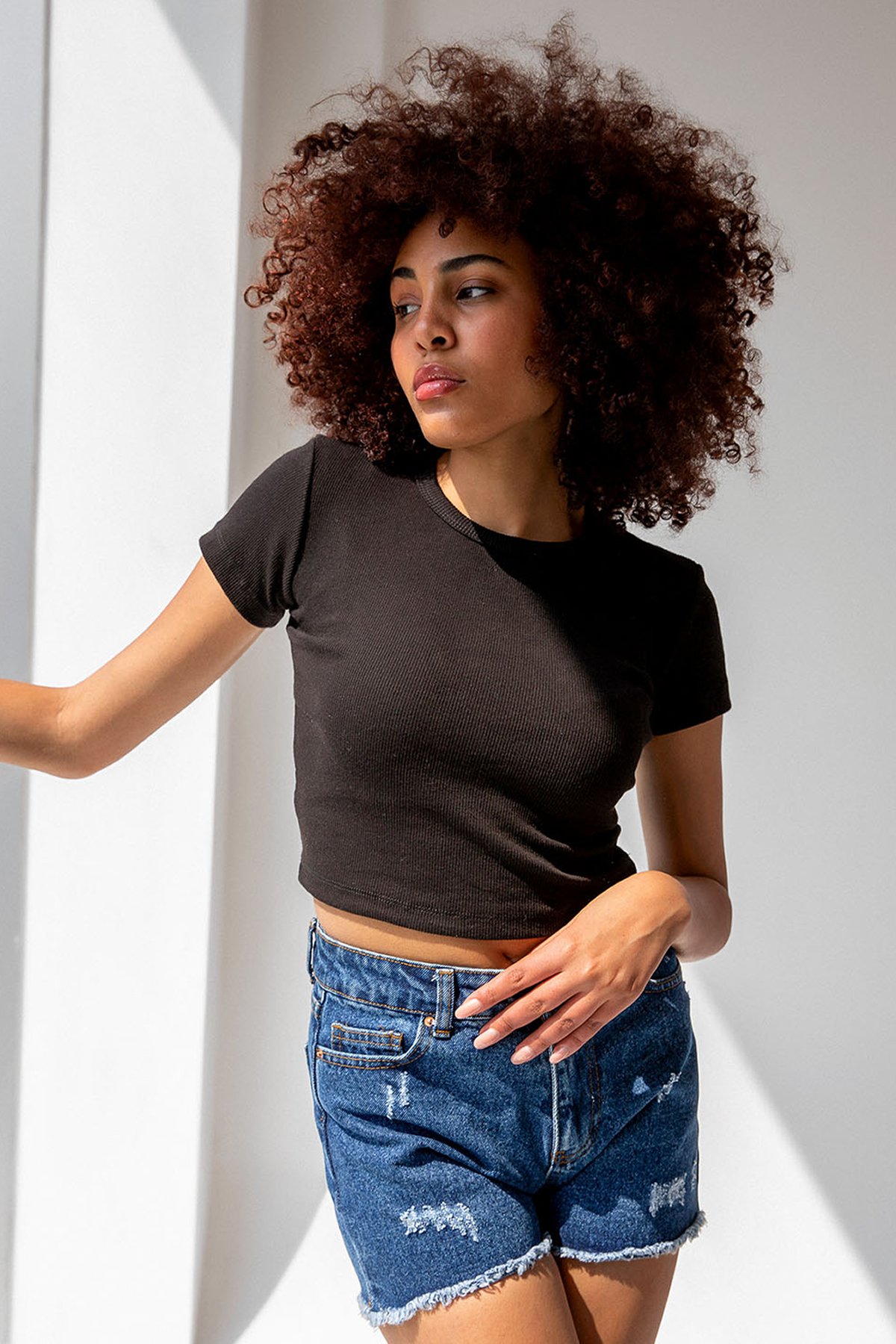 Ribbed Crew Neck Basic T-shirt - Brand: la & vetta - Women & Kids, Baby Clothes Wholesale - TheBS Women