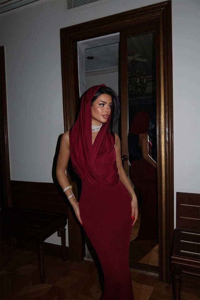 Burgundy Basic Long Dress - Producer: EYYO ATELIER - Wholesale Women Clothes - TheBS Women