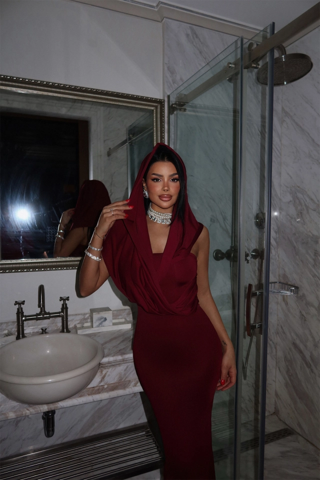 Burgundy Basic Long Dress - Producer: EYYO ATELIER - Wholesale Women Clothes - TheBS Women