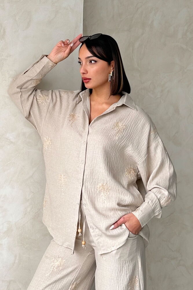 Embroidery Detailed Linen Shirt - Producer: Topshow - Wholesale Women Clothes - TheBS Women
