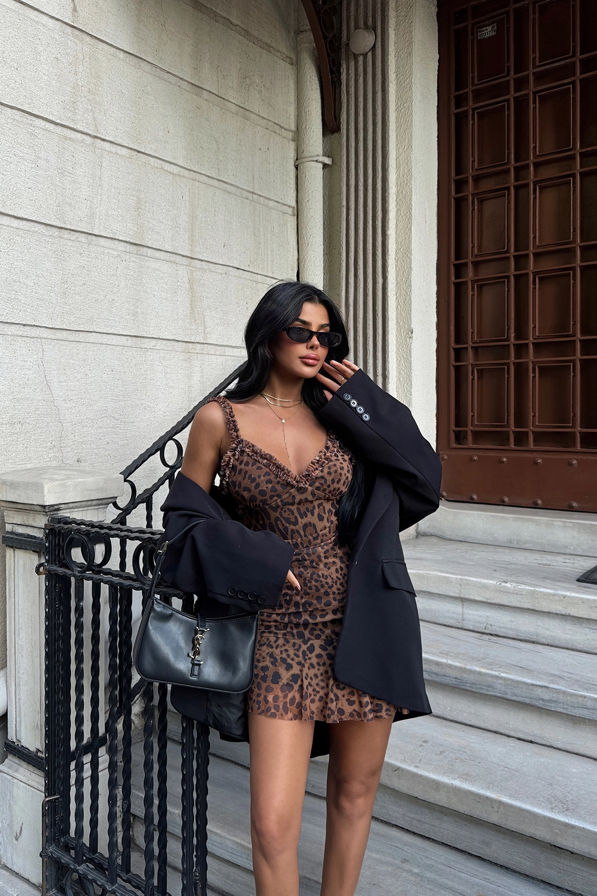 Leopard Print Mini Tulle Dress - Brown - Producer: EYYO ATELIER - Wholesale Women Clothes - TheBS Women