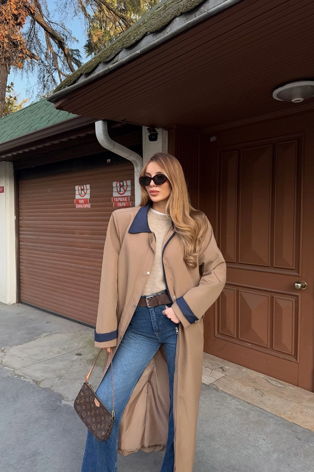 Button Detail Trench Coat - Producer: EYYO ATELIER - Wholesale Women Clothes - TheBS Women