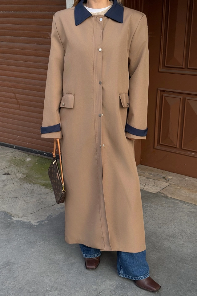 Button Detail Trench Coat - Producer: EYYO ATELIER - Wholesale Women Clothes - TheBS Women