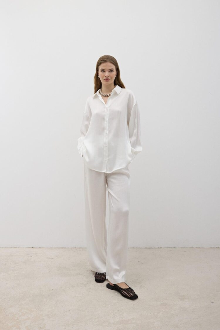 Women's Front Buttoned Oversize Satin Shirt - Producer: Levure - Wholesale Women Clothes - TheBS Women